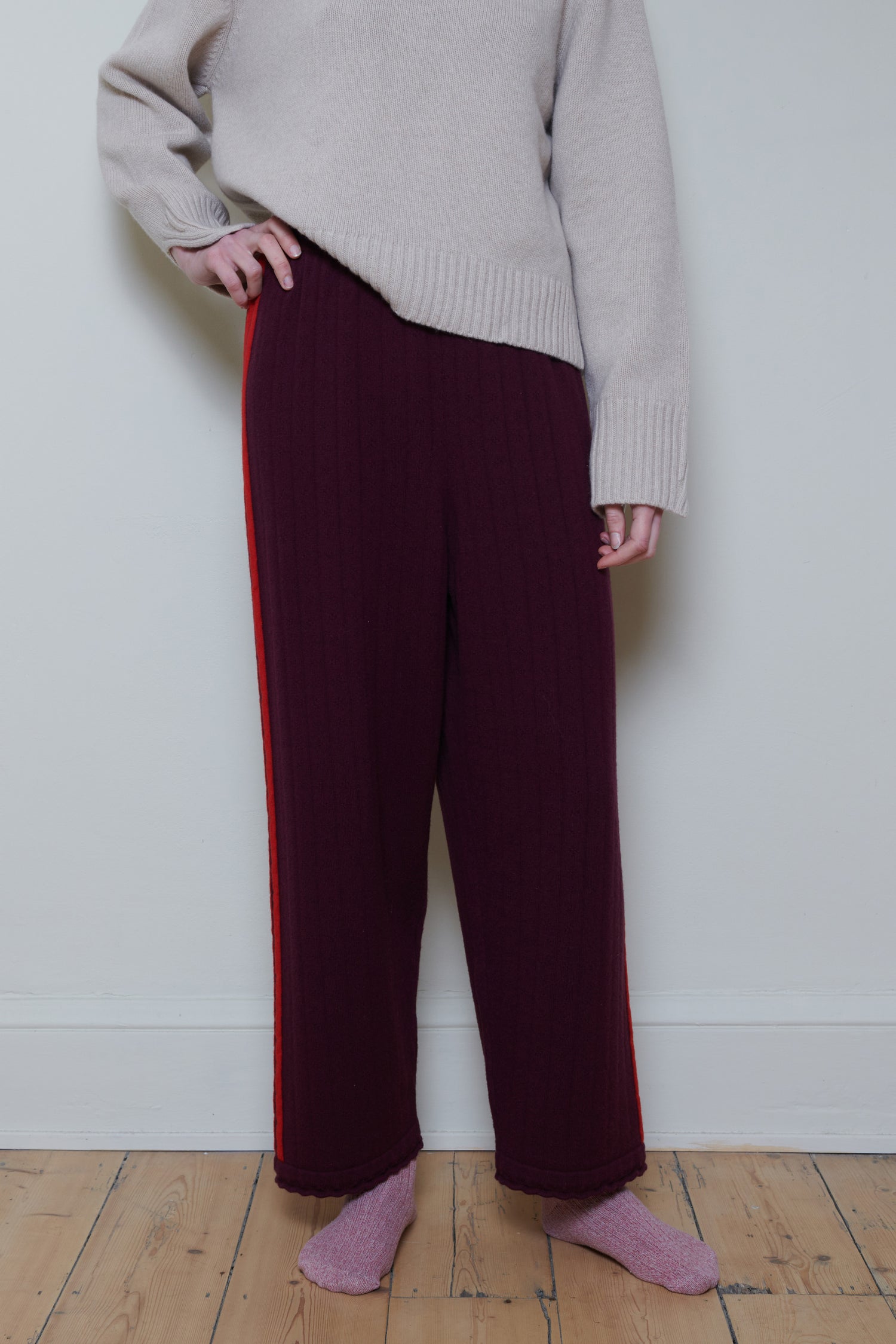 Cordera | Merino Pointelle Pants - Burgundy