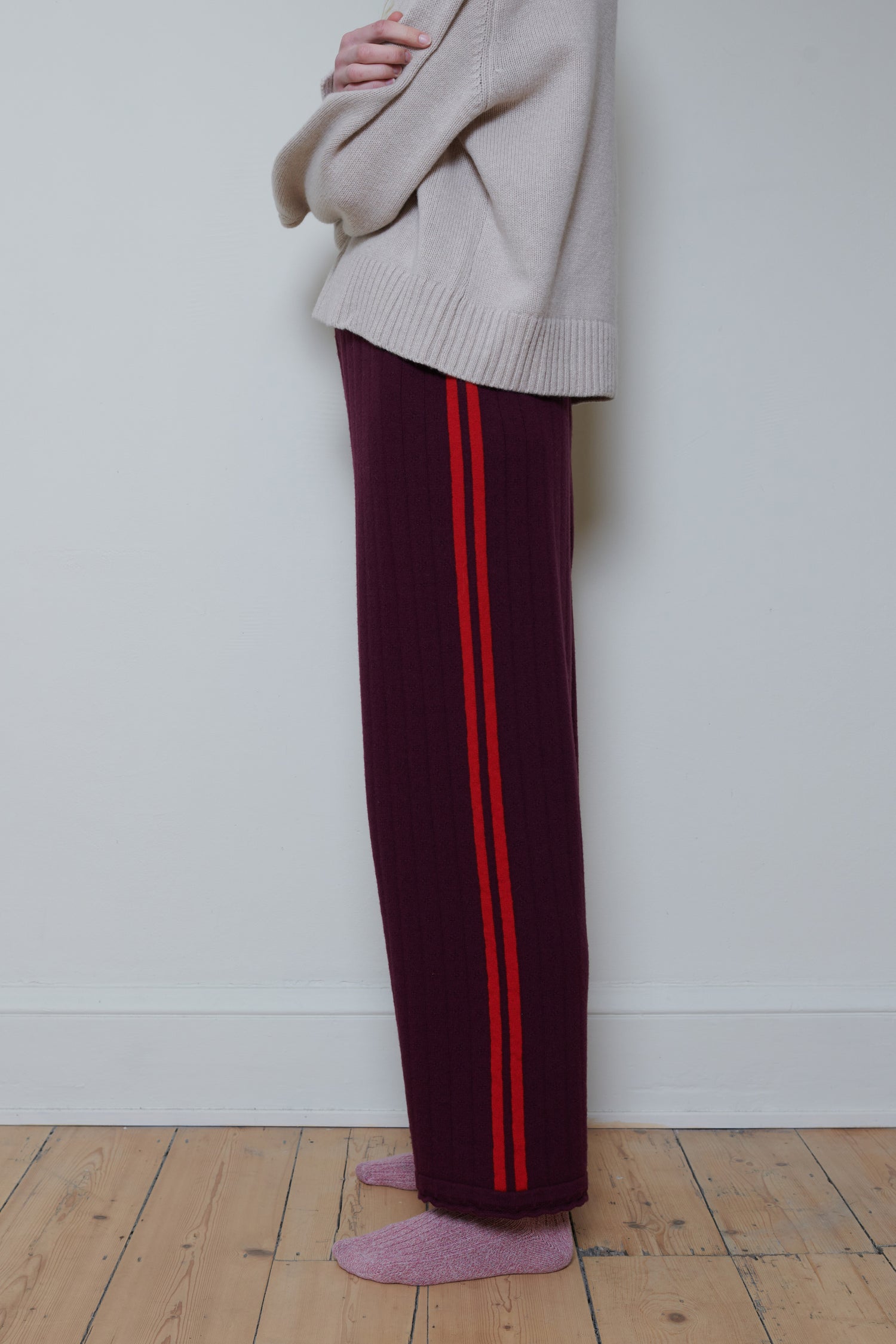 Cordera | Merino Pointelle Pants - Burgundy