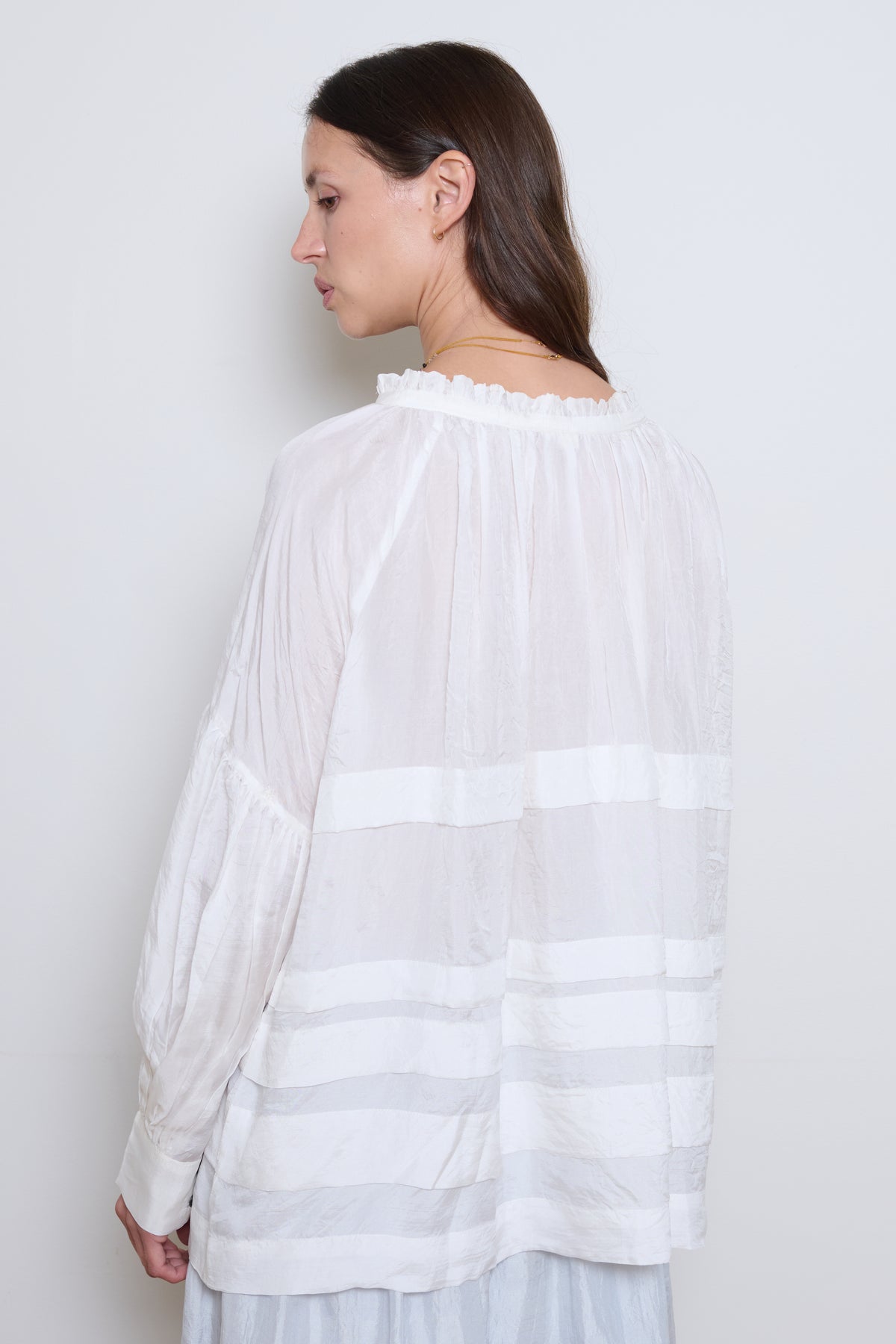 Runaway Bicycle | Astrid Silk Pleated Blouse - White