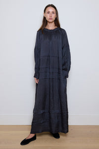 Runaway Bicycle - Alva Pleated Silk Dress- Charcoal