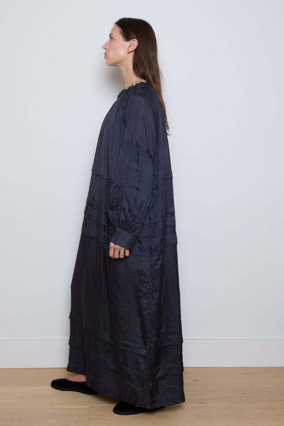 Runaway Bicycle - Alva Pleated Silk Dress- Charcoal