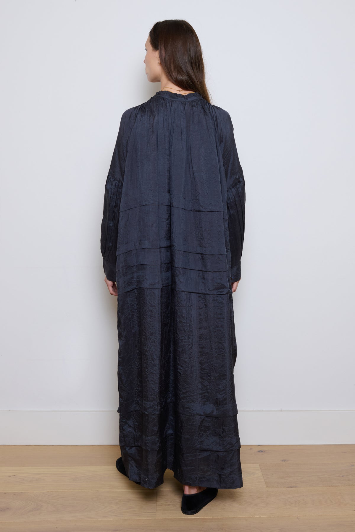 Runaway Bicycle - Alva Pleated Silk Dress- Charcoal