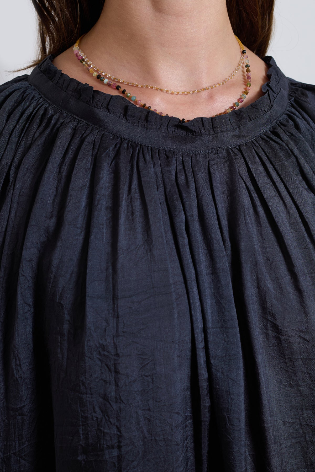 Runaway Bicycle - Alva Pleated Silk Dress- Charcoal