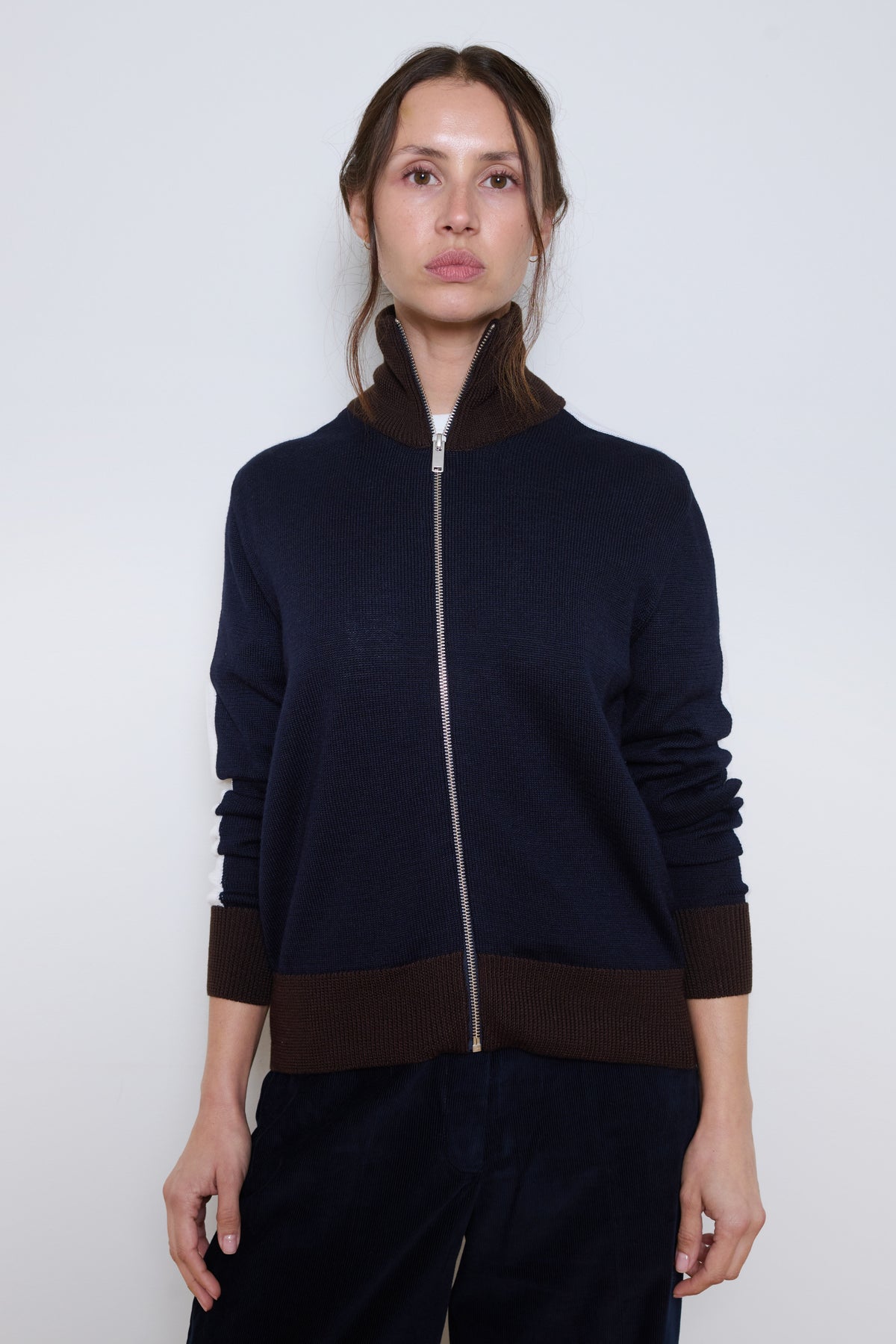 Cordera | Merino Wool Sporty Cardigan - Navy