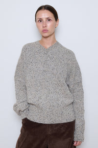 Cordera | Speckled V-Neck Sweater- Piedra