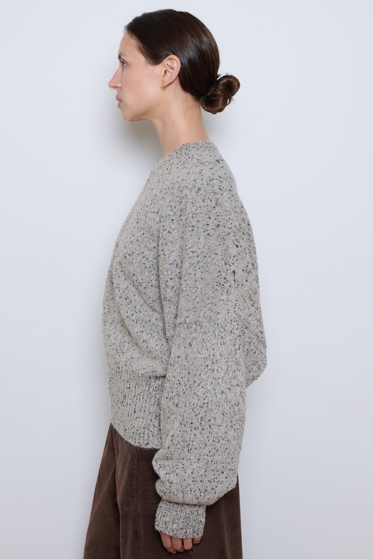 Cordera | Speckled V-Neck Sweater- Piedra