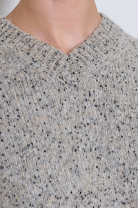 Cordera | Speckled V-Neck Sweater- Piedra