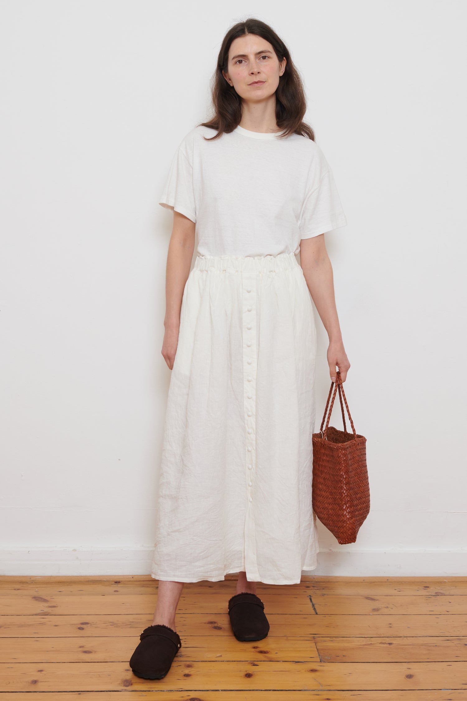Ichi Antiquities | French Linen Skirt - White