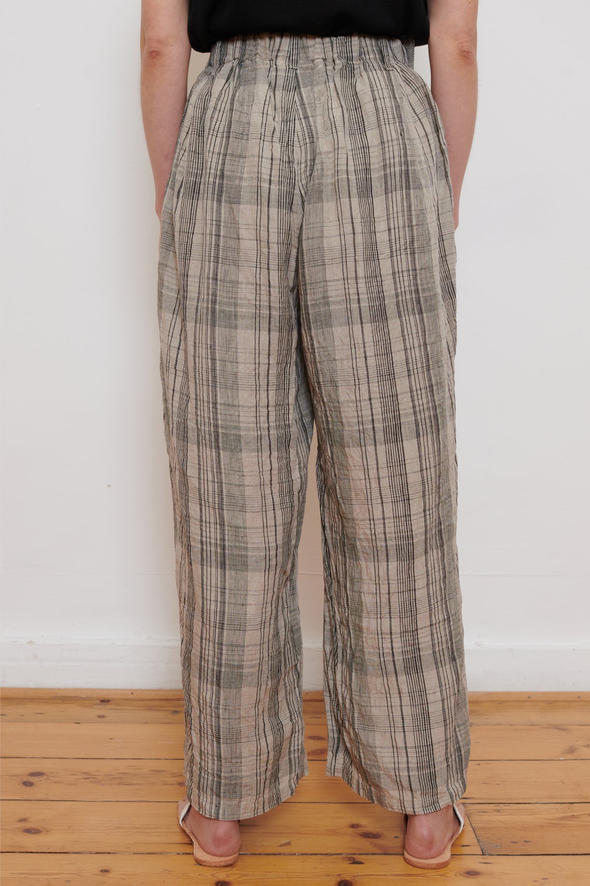 Ichi Antiquities | Check Trousers - Natural