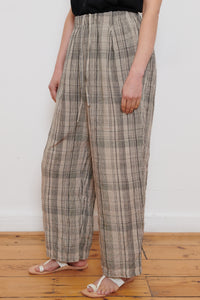 Ichi Antiquities | Check Trousers - Natural