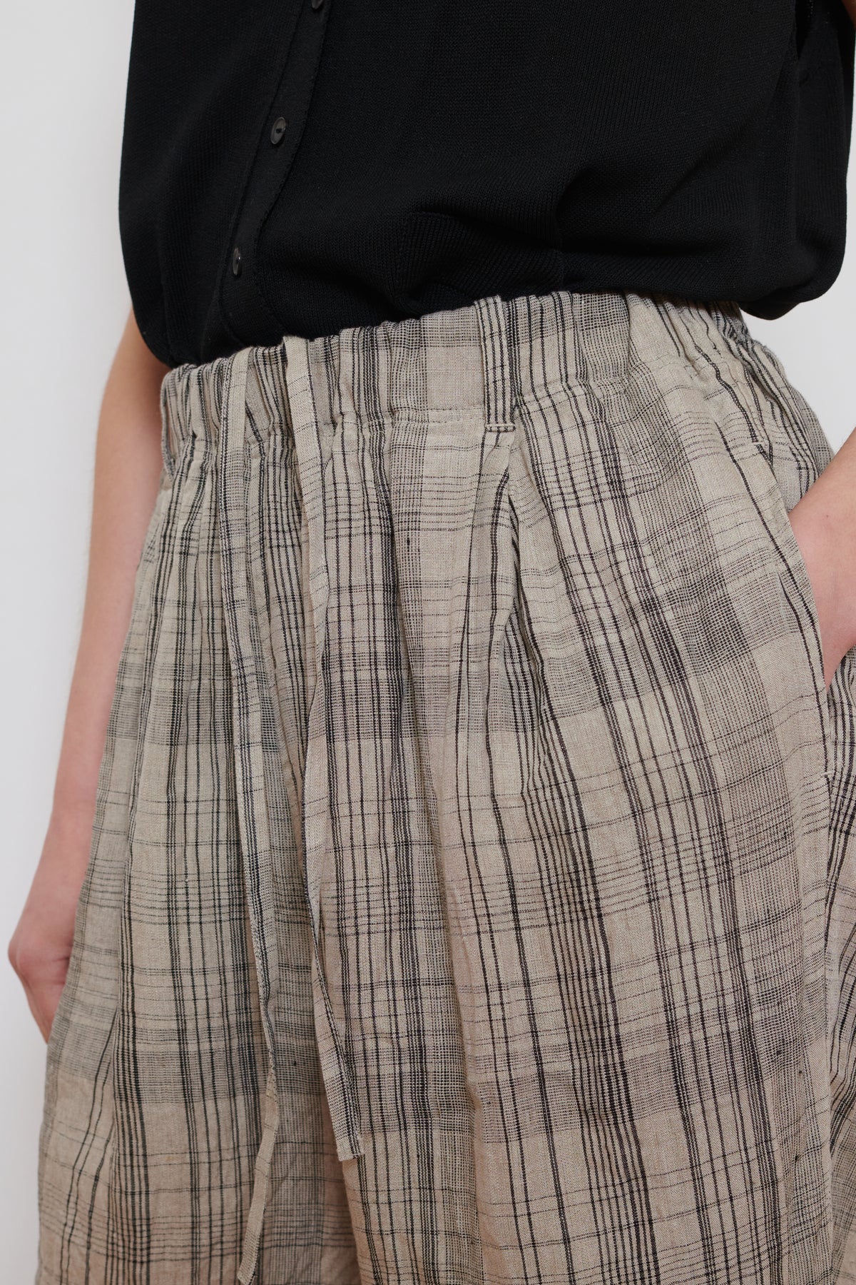 Ichi Antiquities | Check Trousers - Natural