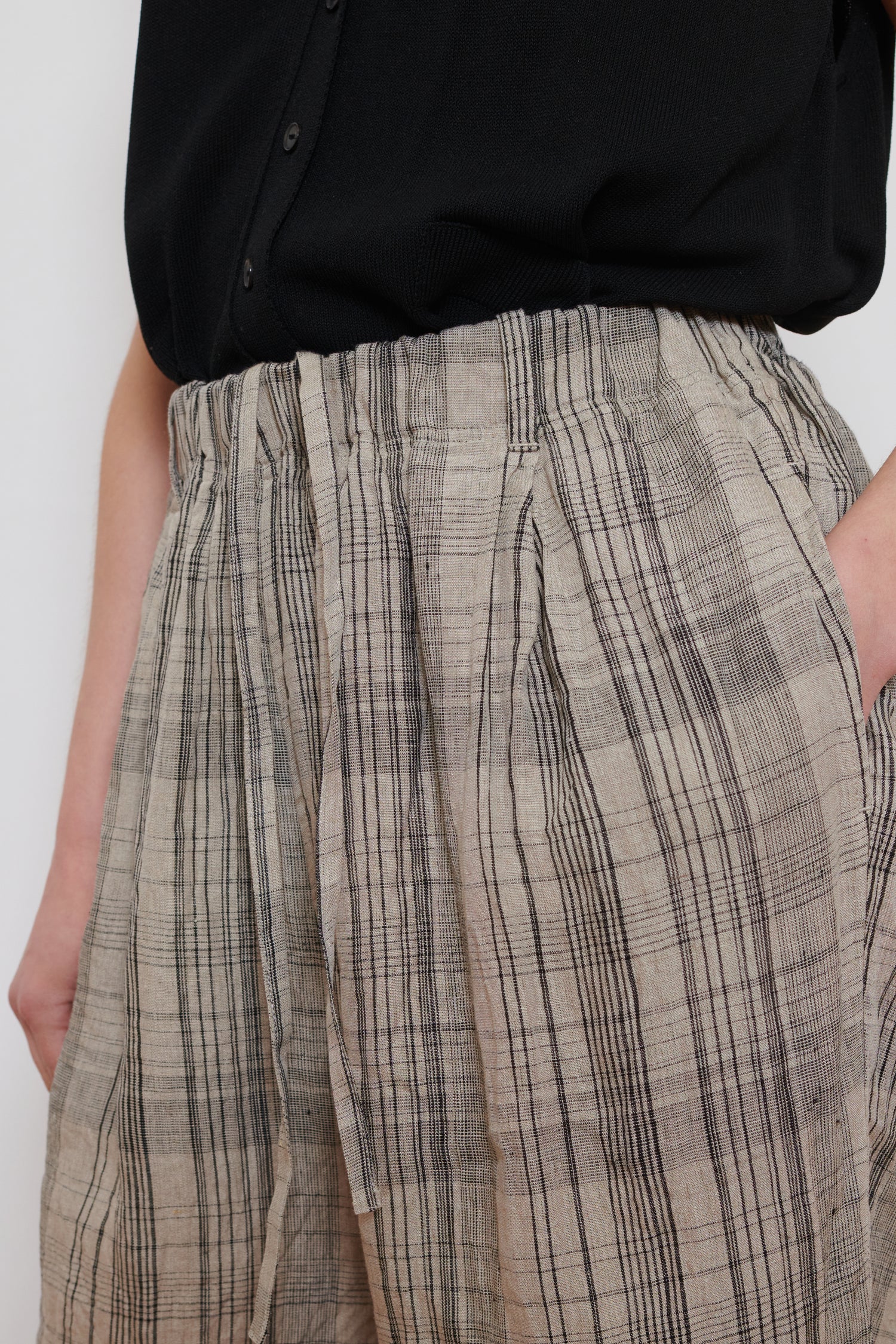 Ichi Antiquities | Check Trousers - Natural