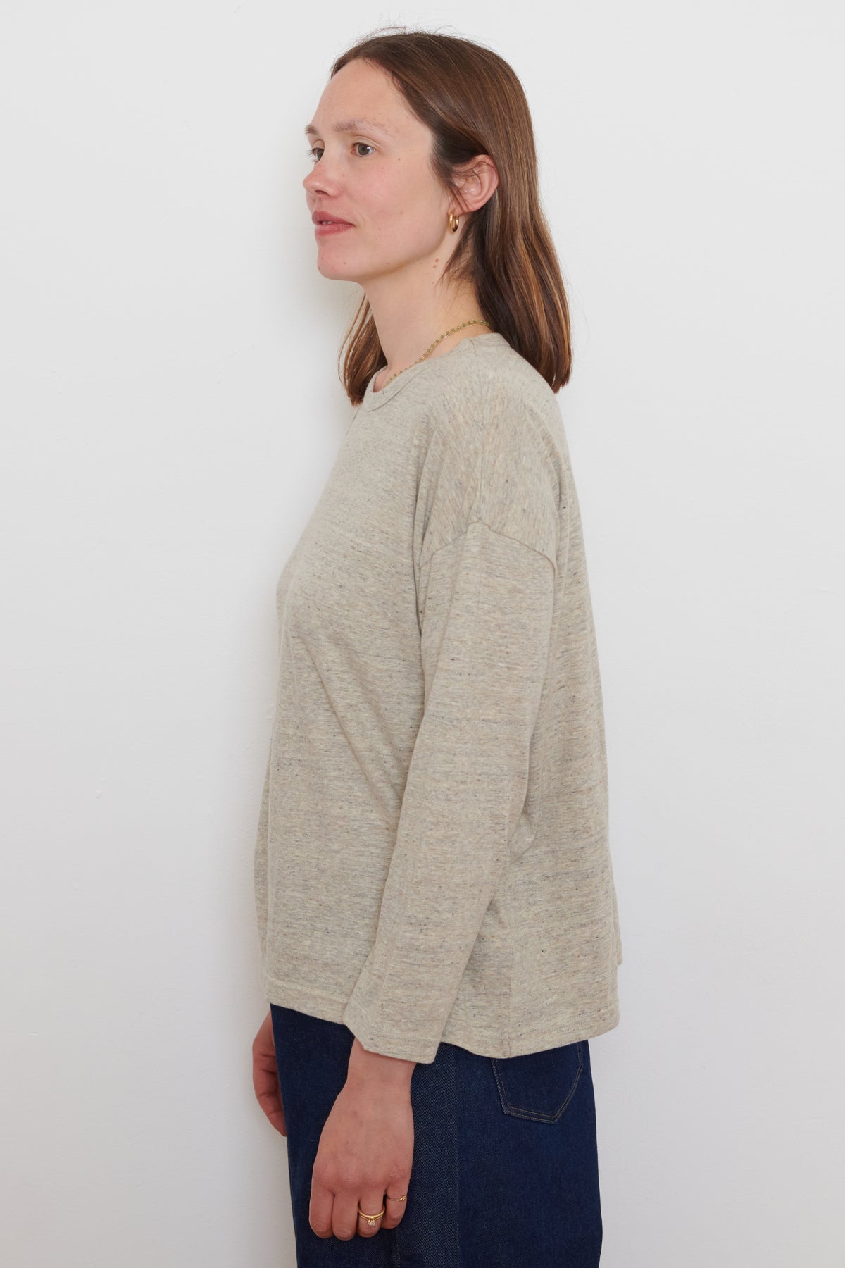 Ichi Antiquities | Knitted Long-Sleeve T-Shirt - Beige