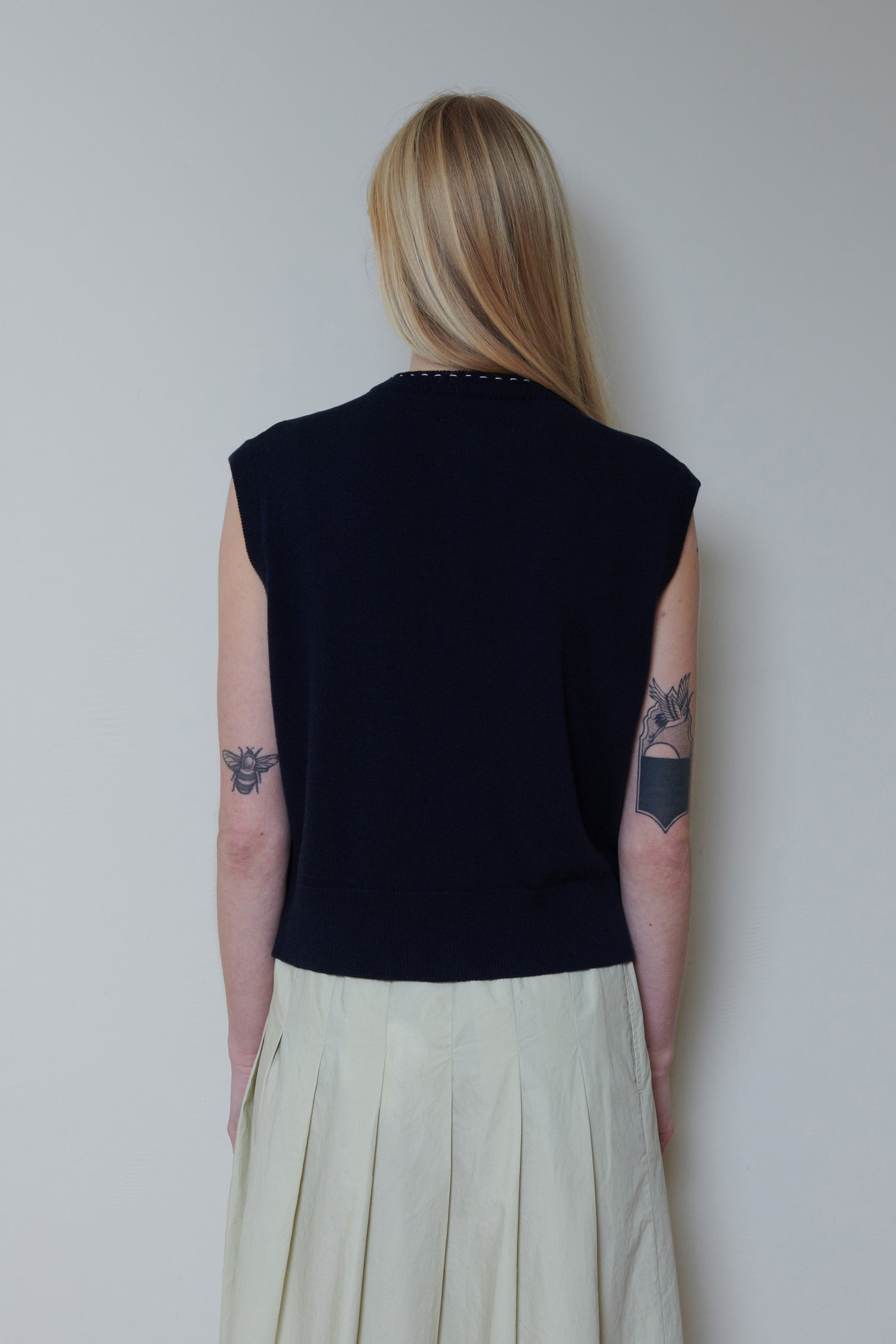 Cordera | Merino Wool Stitched Waistcoat - Navy