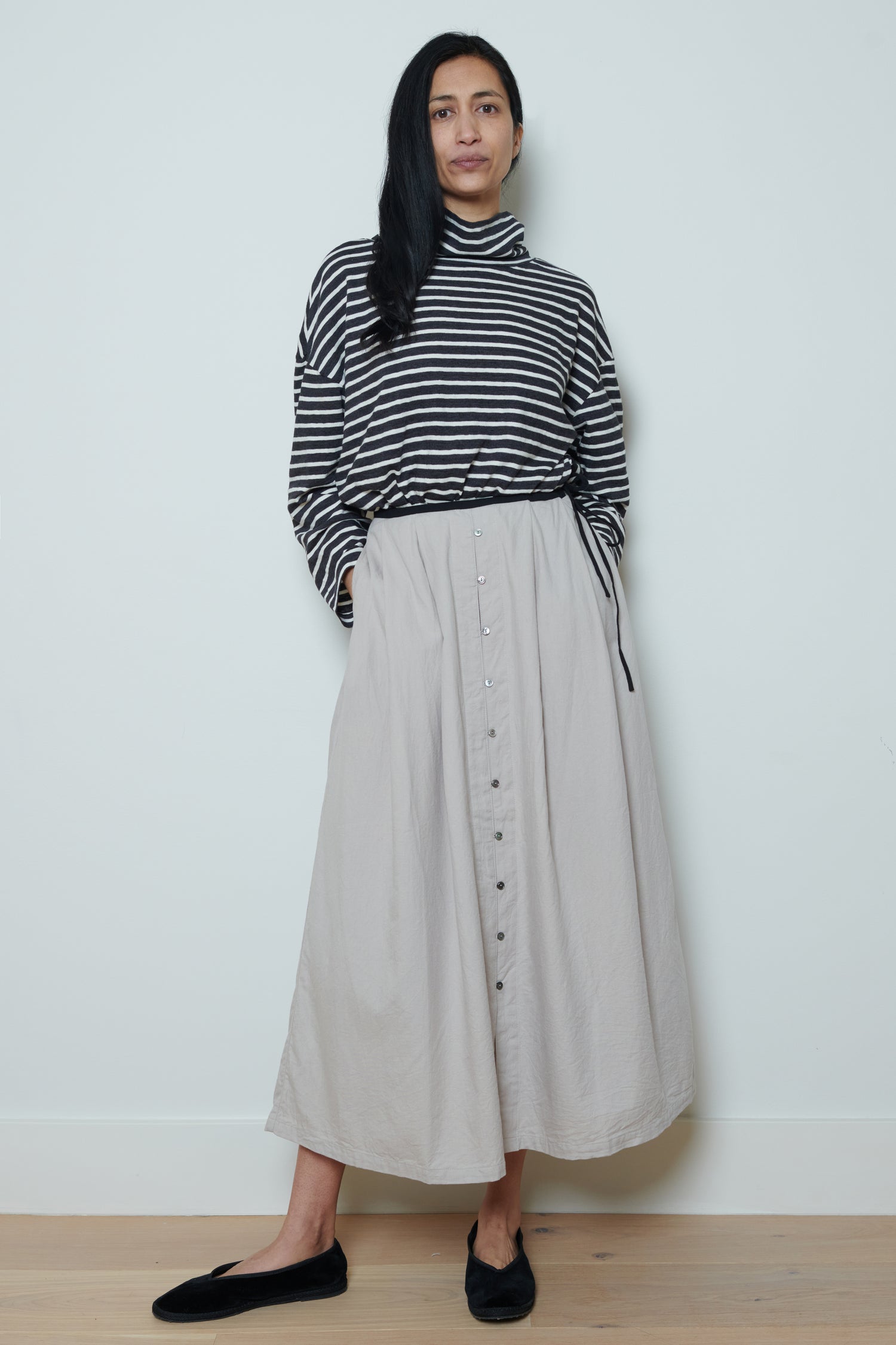 Ichi Antiquities | Cotton Cashmere Viyella Skirt