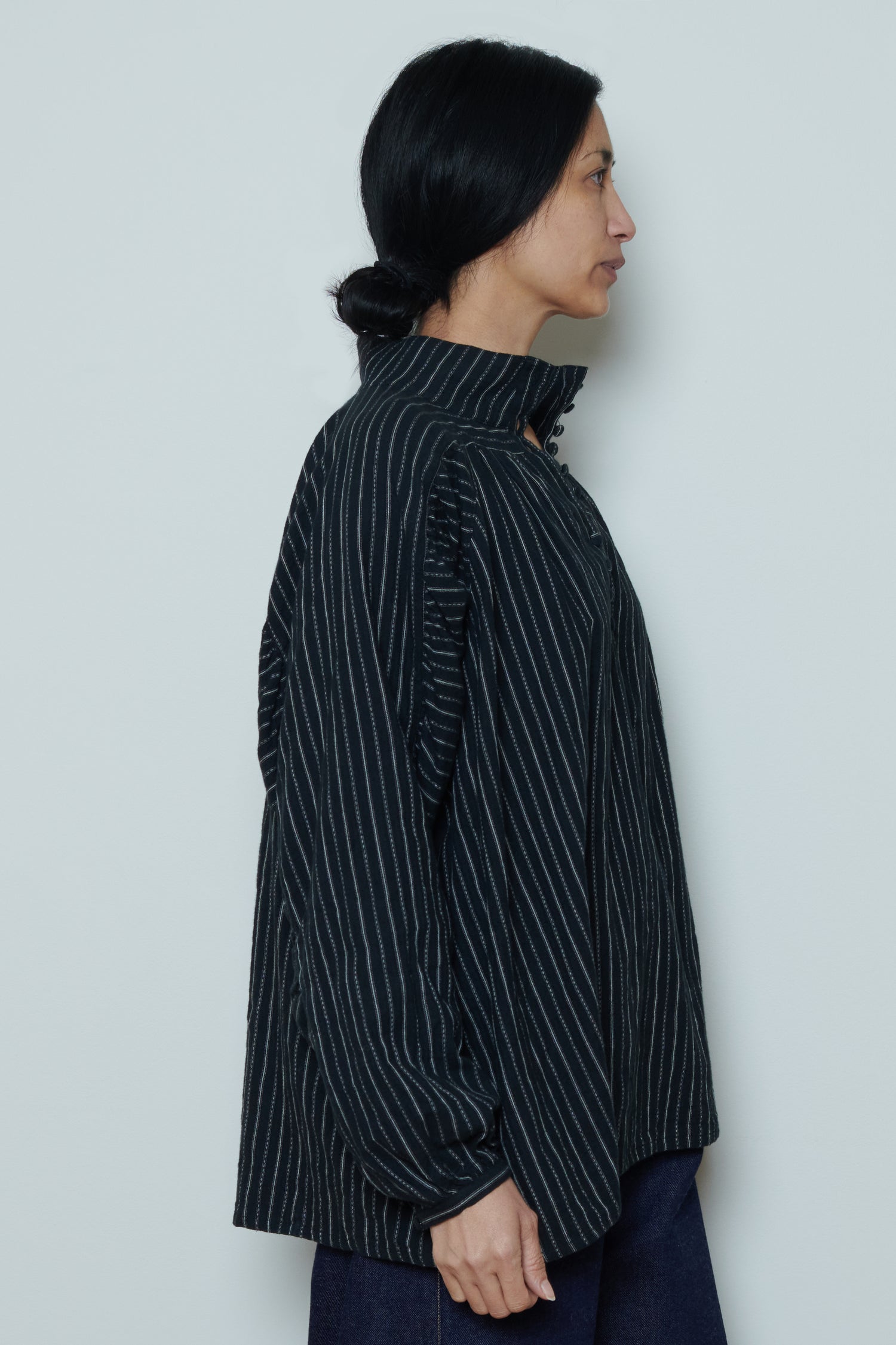 Ichi Antiquities | Shirring Brushed Stripe Shirt
