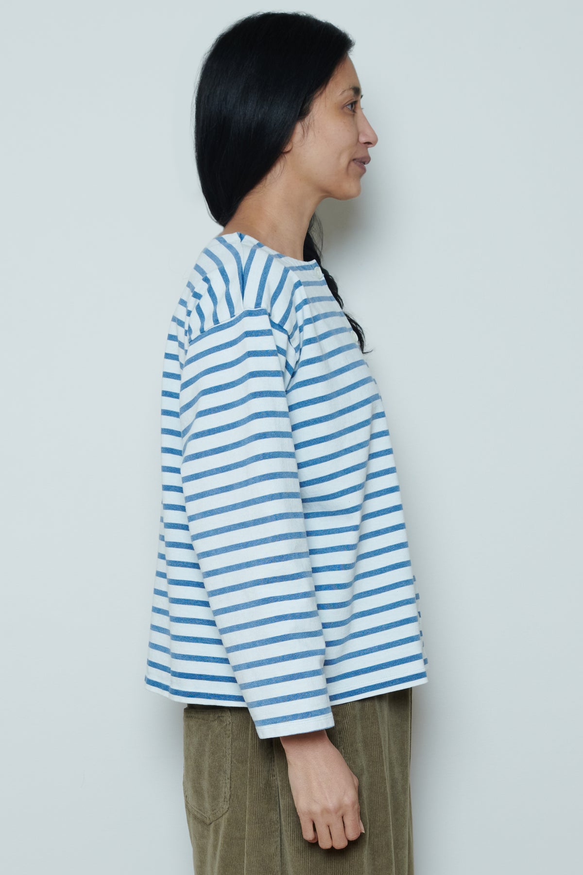 Ichi Antiquities | Stripe Cardigan - White/Blue