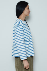 Ichi Antiquities | Stripe Cardigan - White/Blue
