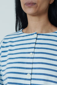Ichi Antiquities | Stripe Cardigan - White/Blue