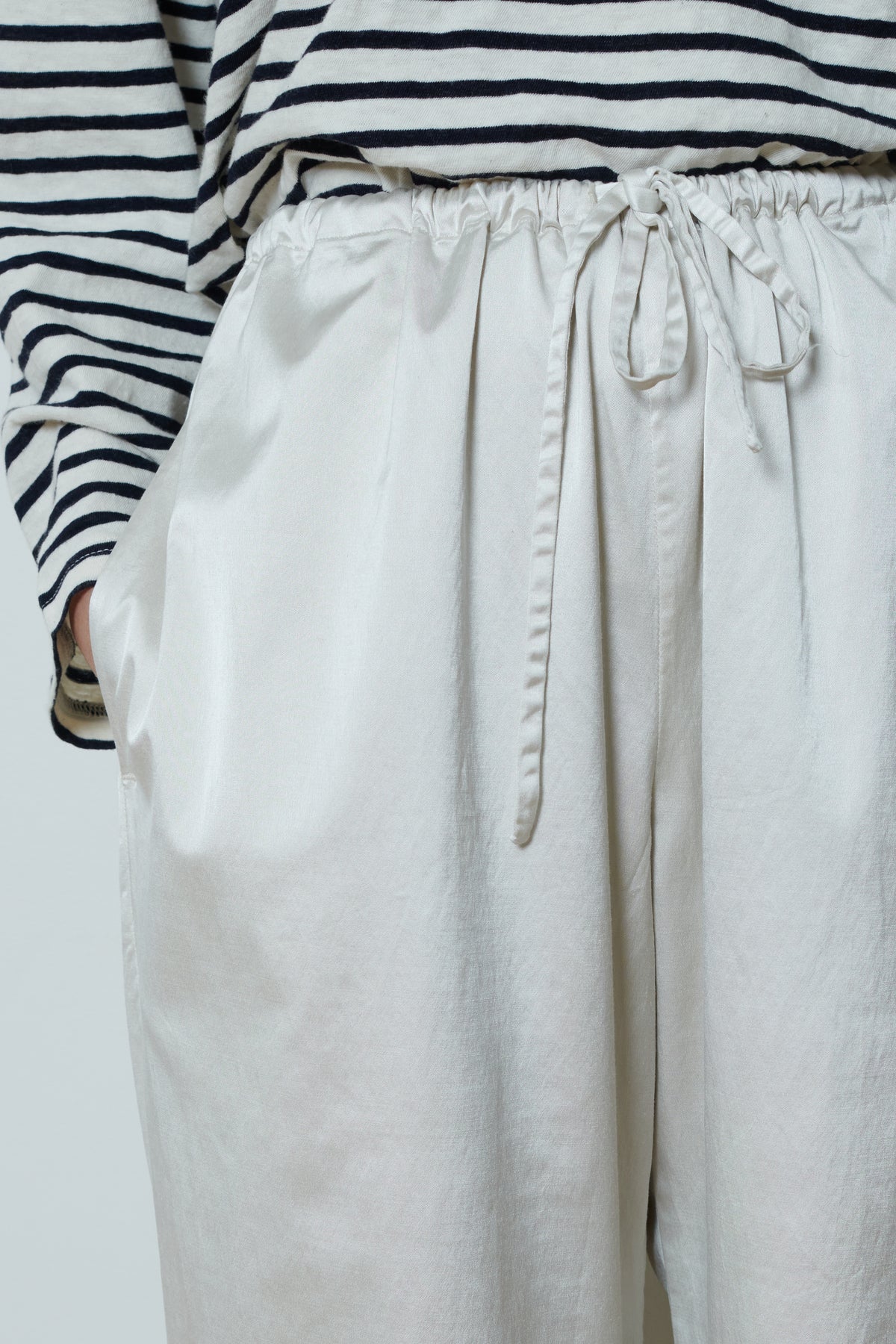 Cordera | Satin Drawstring Pants - Perla