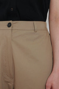 Cordera | Cotton Curved Pants- Camel