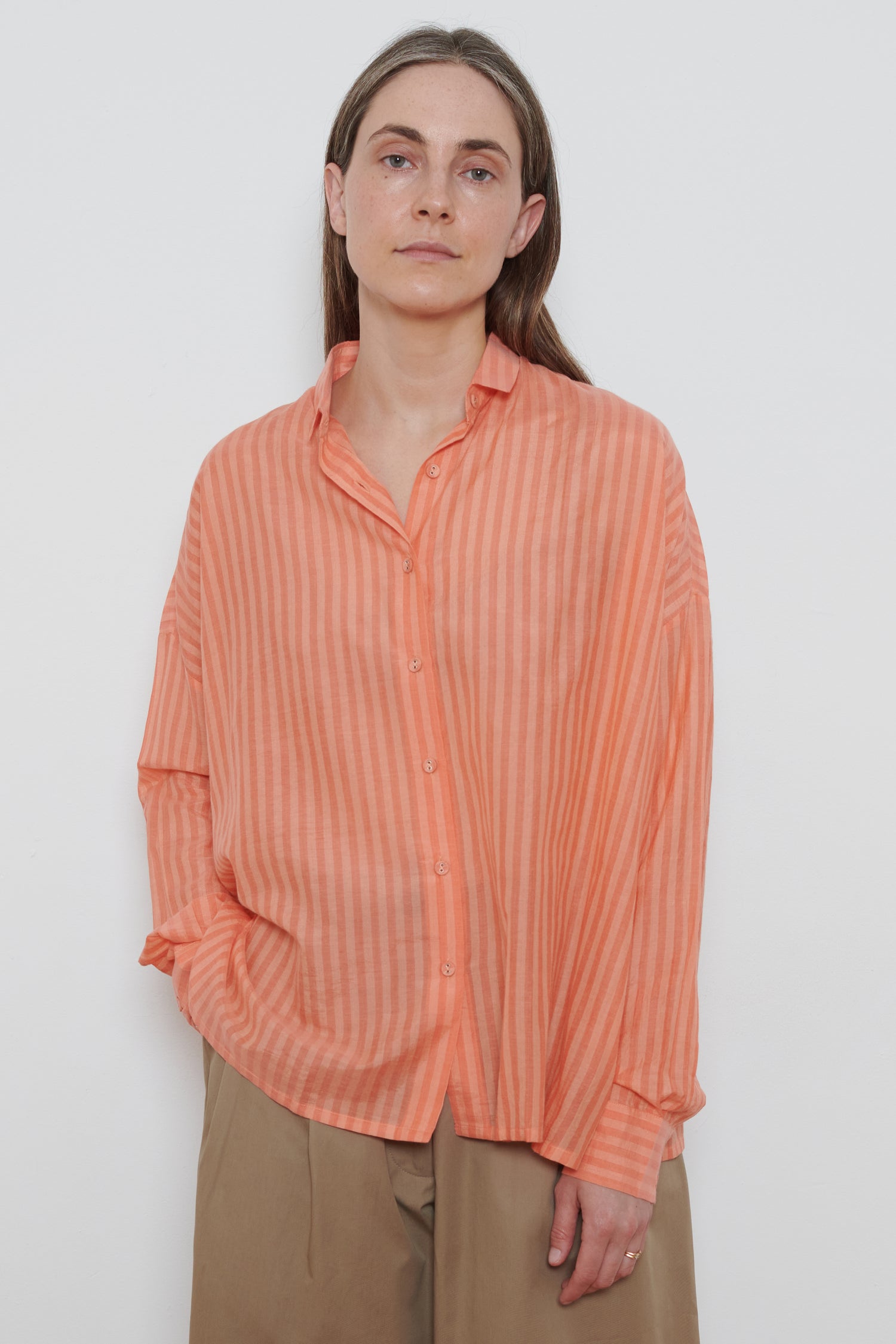 Runaway Bicycle | Corin Shirt - Orange Stripe