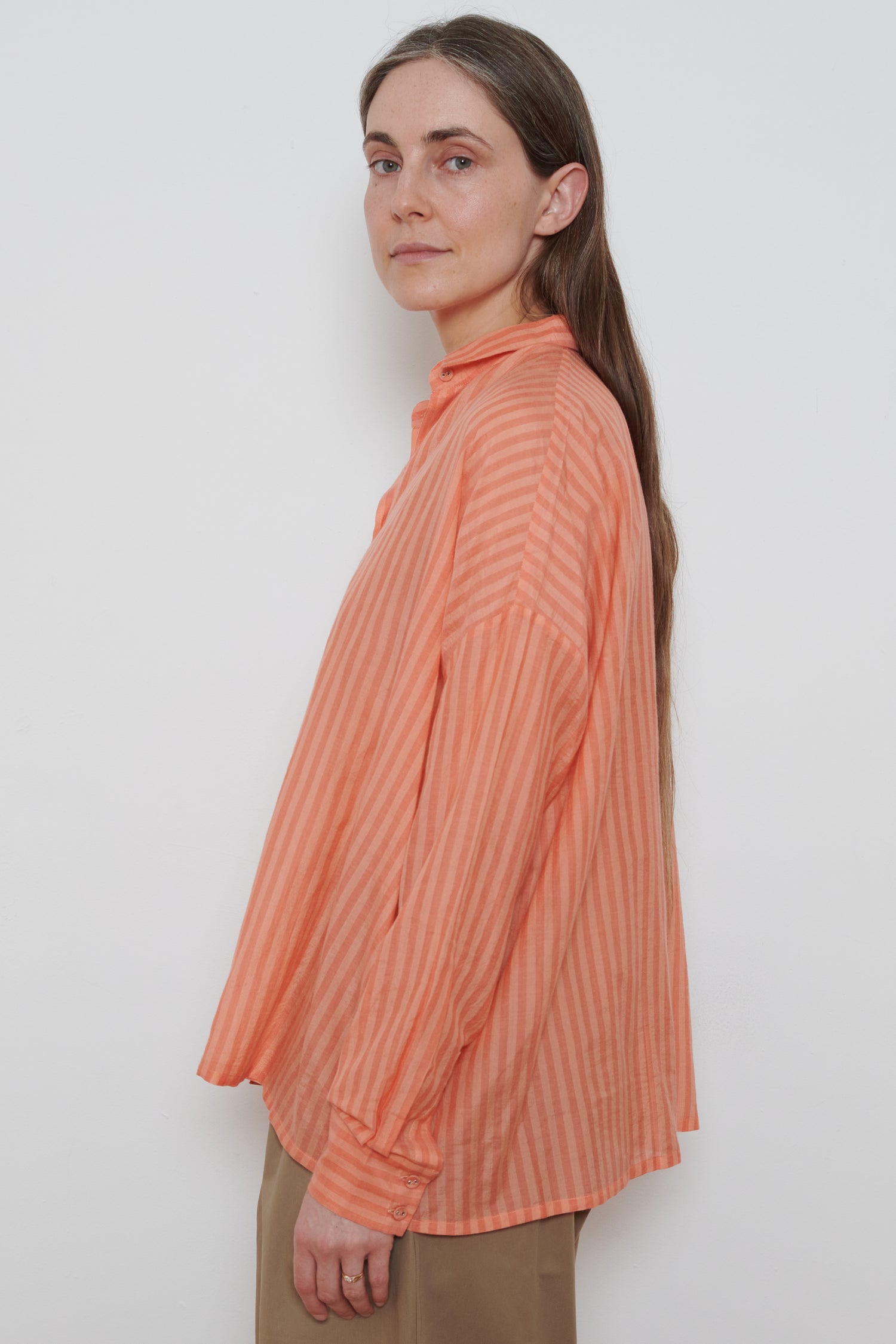 Runaway Bicycle | Corin Shirt - Orange Stripe