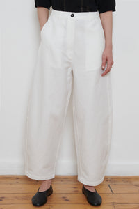 Cordera | Cotton and Linen Curved Pants - White