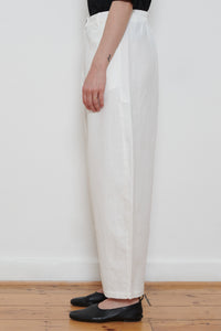 Cordera | Cotton and Linen Curved Pants - White
