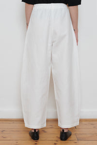 Cordera | Cotton and Linen Curved Pants - White
