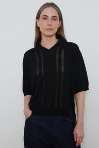 Cordera | Lace Polo- Black