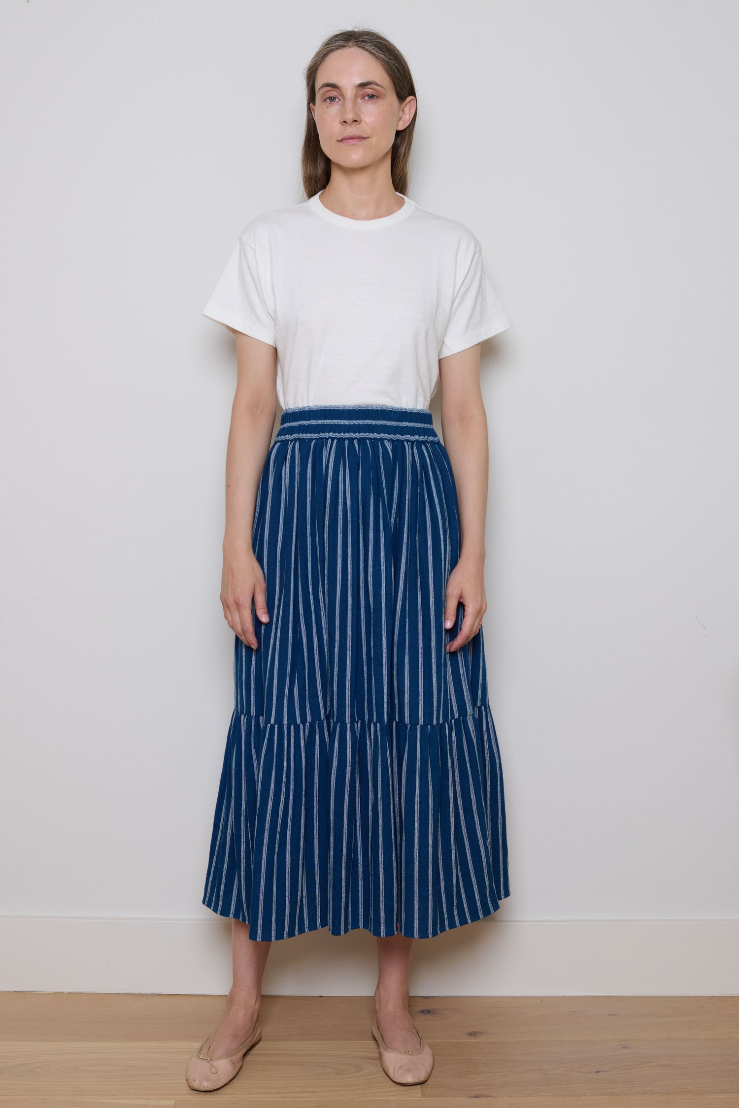Tidy Street Collection | Elsie Skirt - White and Blue Stripe