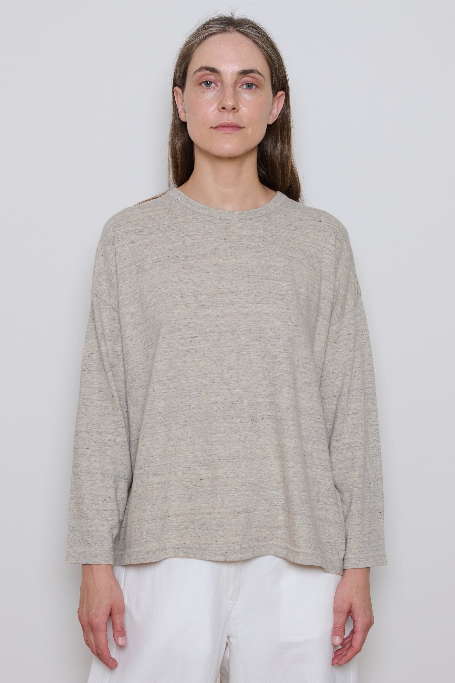 Ichi Antiquities | Knitted Long-Sleeve T-Shirt - Beige