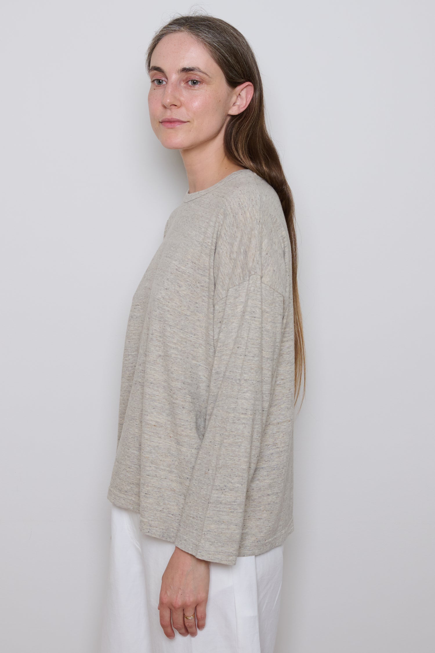 Ichi Antiquities | Knitted Long-Sleeve T-Shirt - Beige
