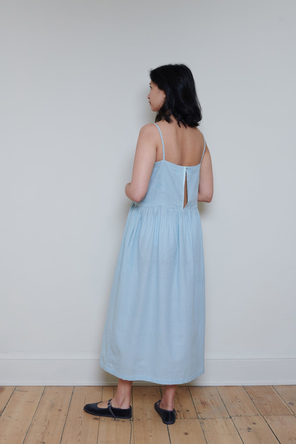 Runaway Bicycle | Embroidered Slip Dress - Blue