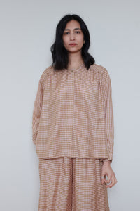 Runaway Bicycle | Front Placket Blouse - Peach Check