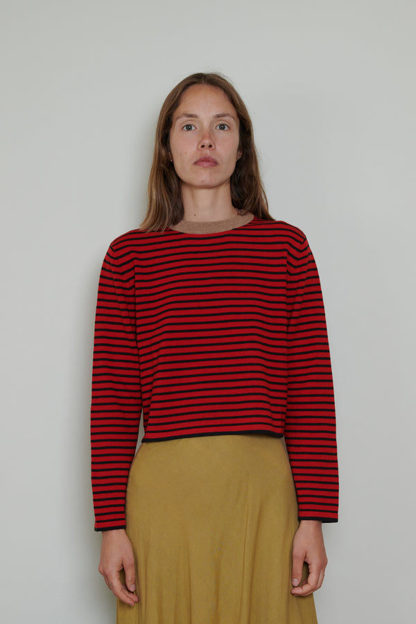 Cordera Merino Wool Red Striped T-Shirt