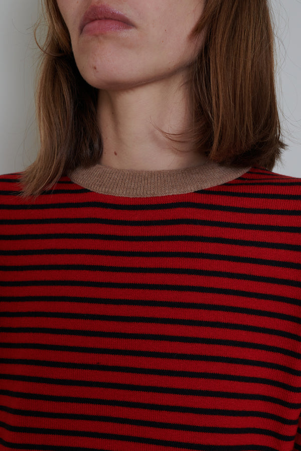 Cordera Merino Wool Red Striped T-Shirt