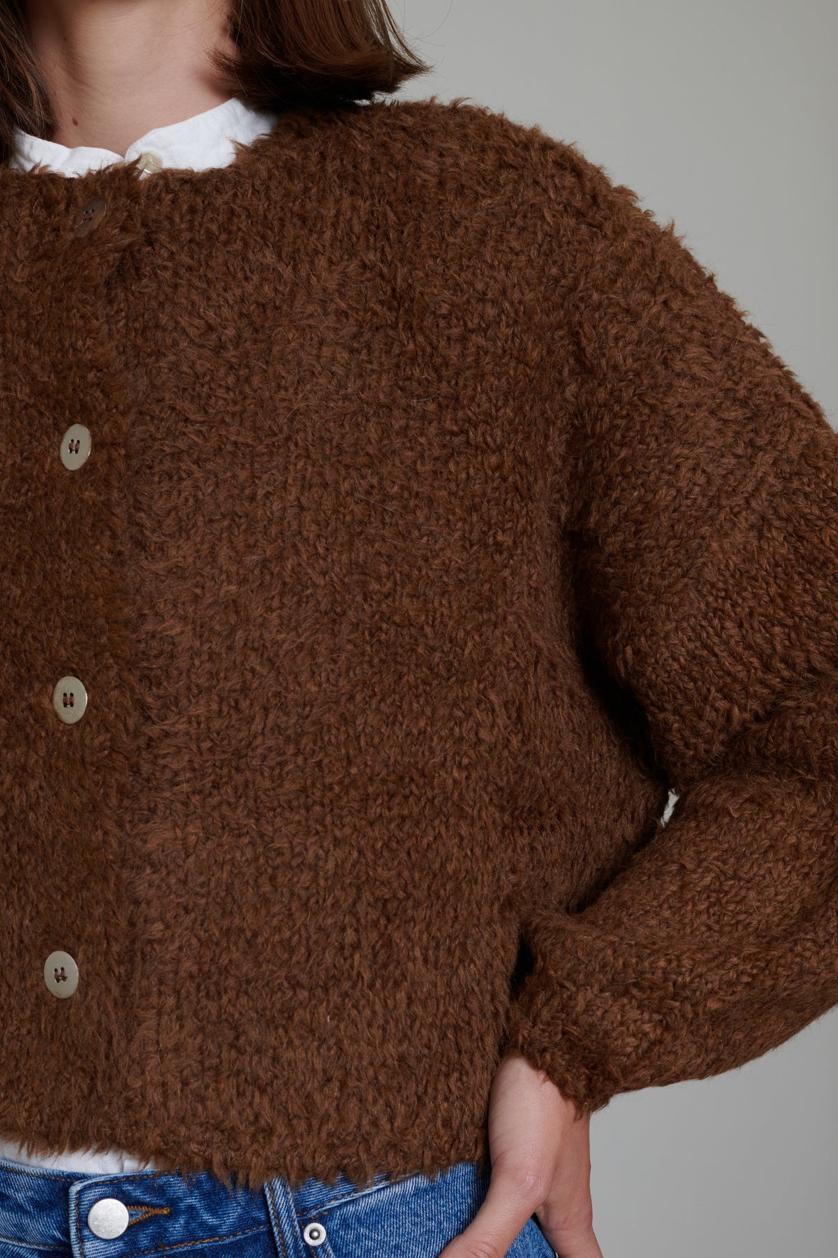 Cordera | Teddy Cropped Cardigan - Acorn