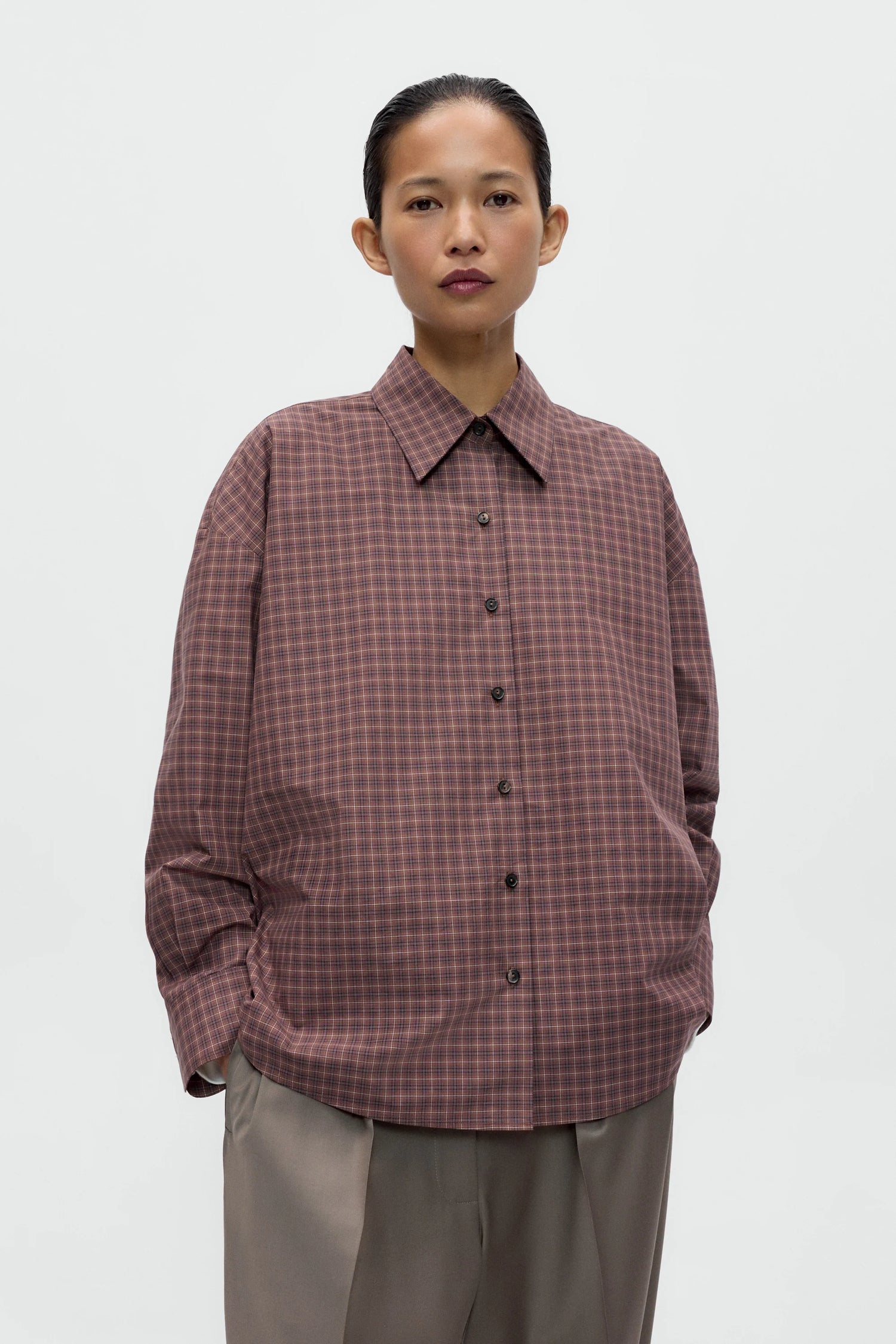 Cordera | Checked Oversized Shirt - Brown/ Navy