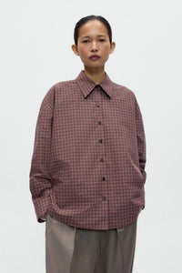 Cordera | Checked Oversized Shirt - Brown/ Navy