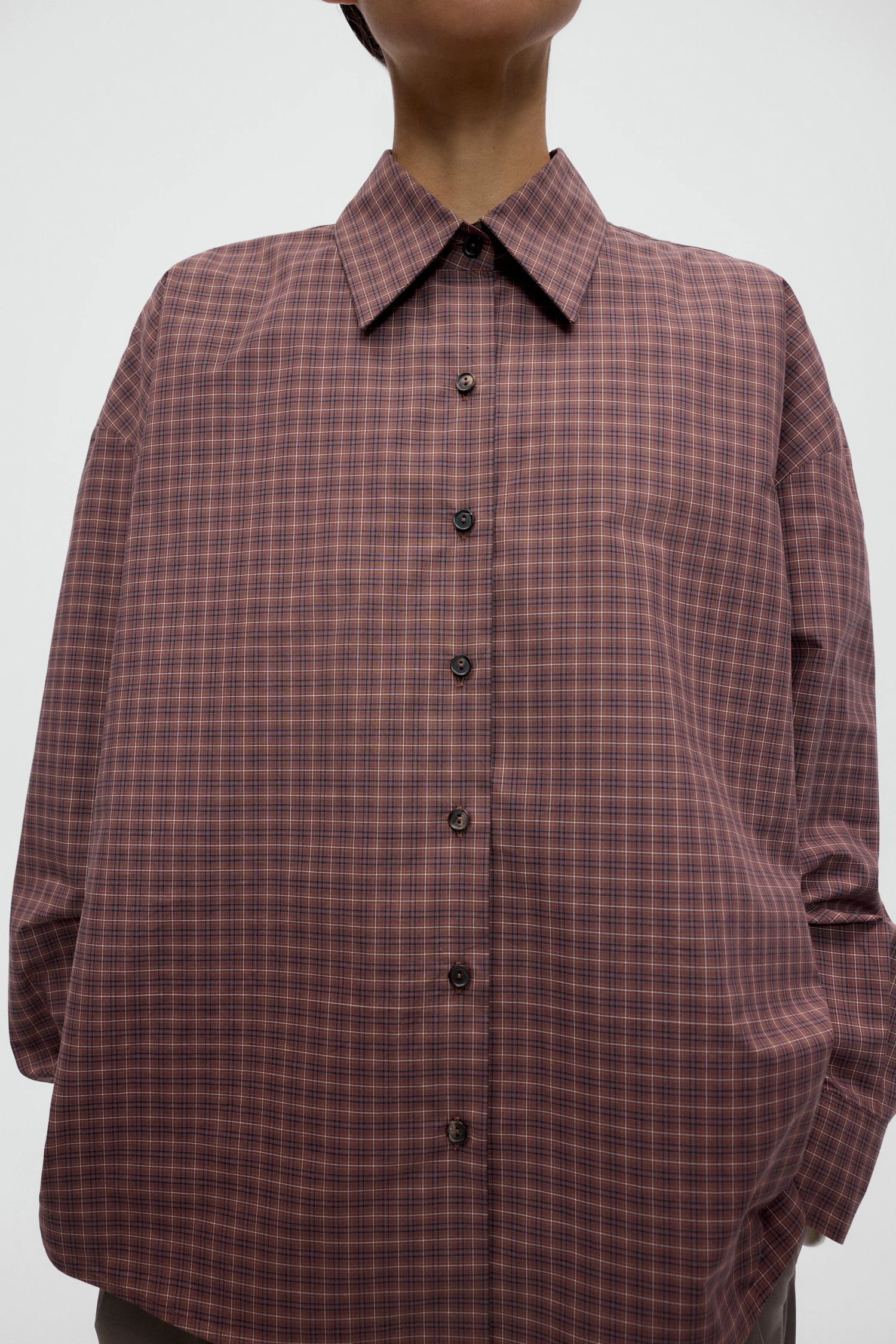 Cordera | Checked Oversized Shirt - Brown/ Navy