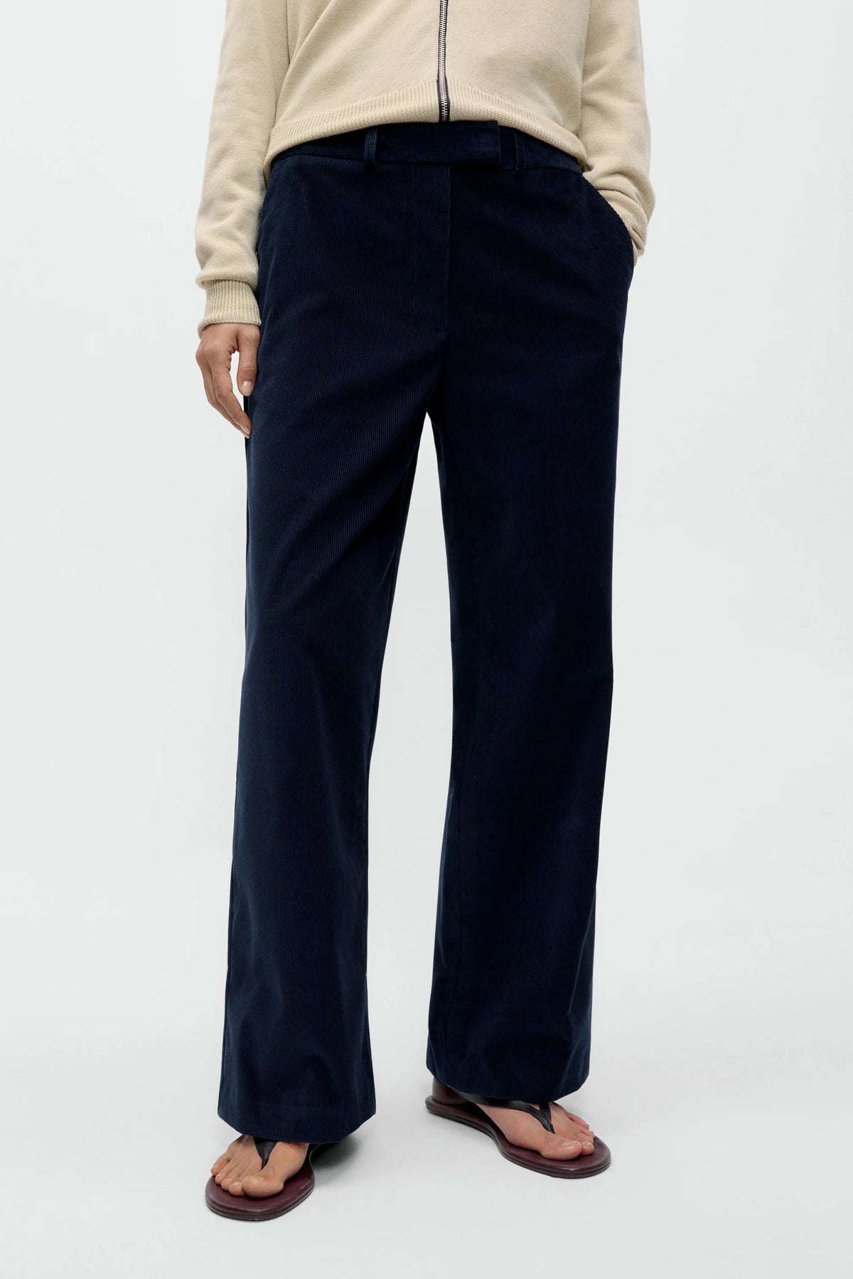 Cordera | Low Rise Corduroy Pants - Navy