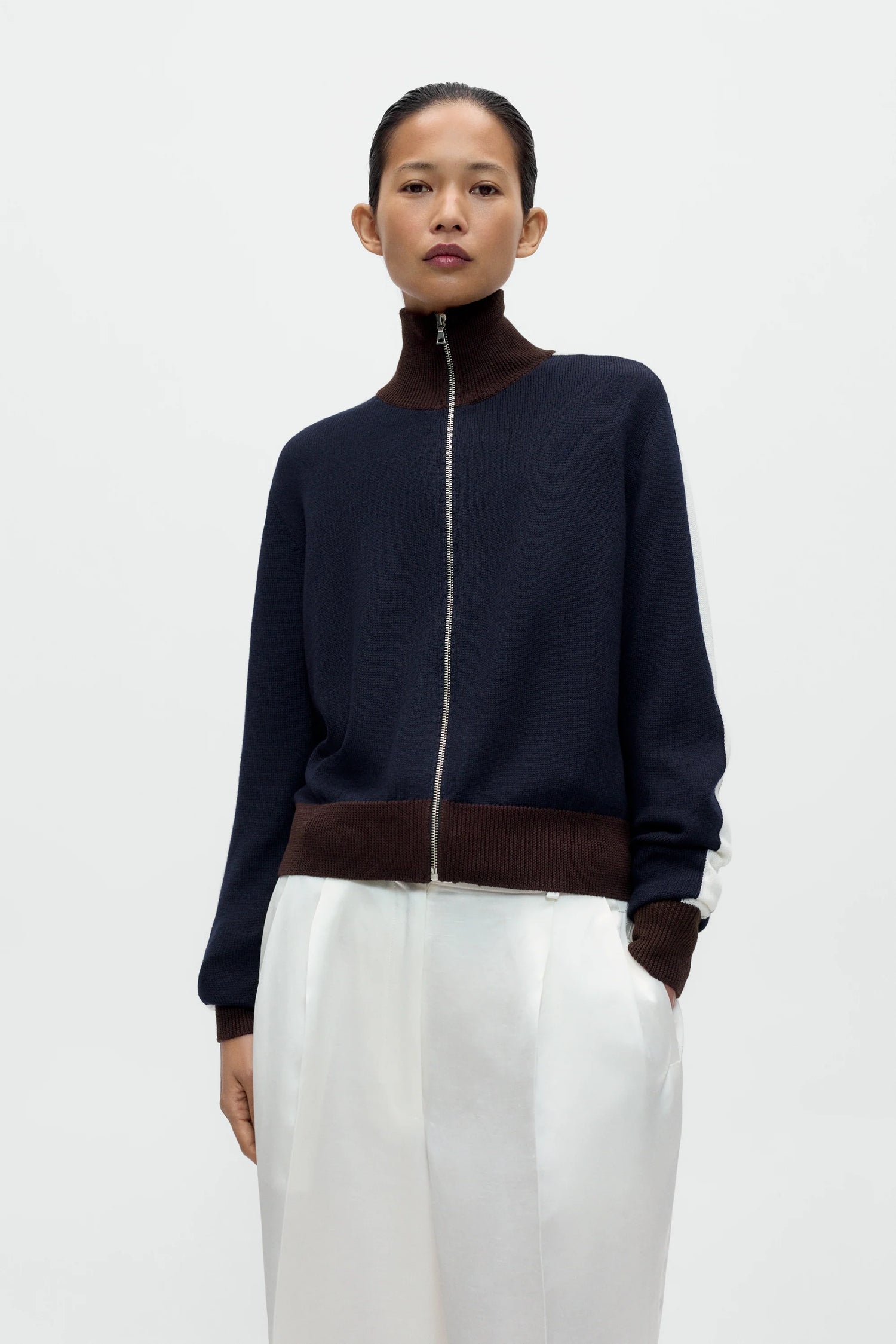 Cordera | Merino Wool Sporty Cardigan - Navy