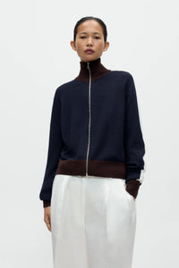 Cordera | Merino Wool Sporty Cardigan - Navy