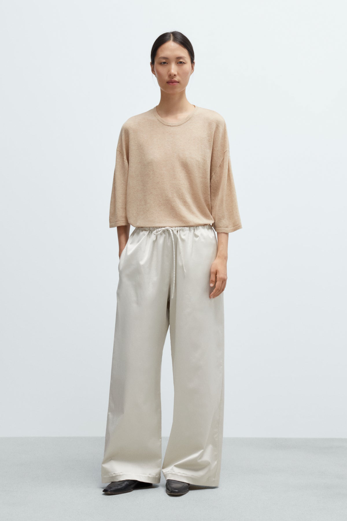 Cordera | Satin Drawstring Pants - Perla
