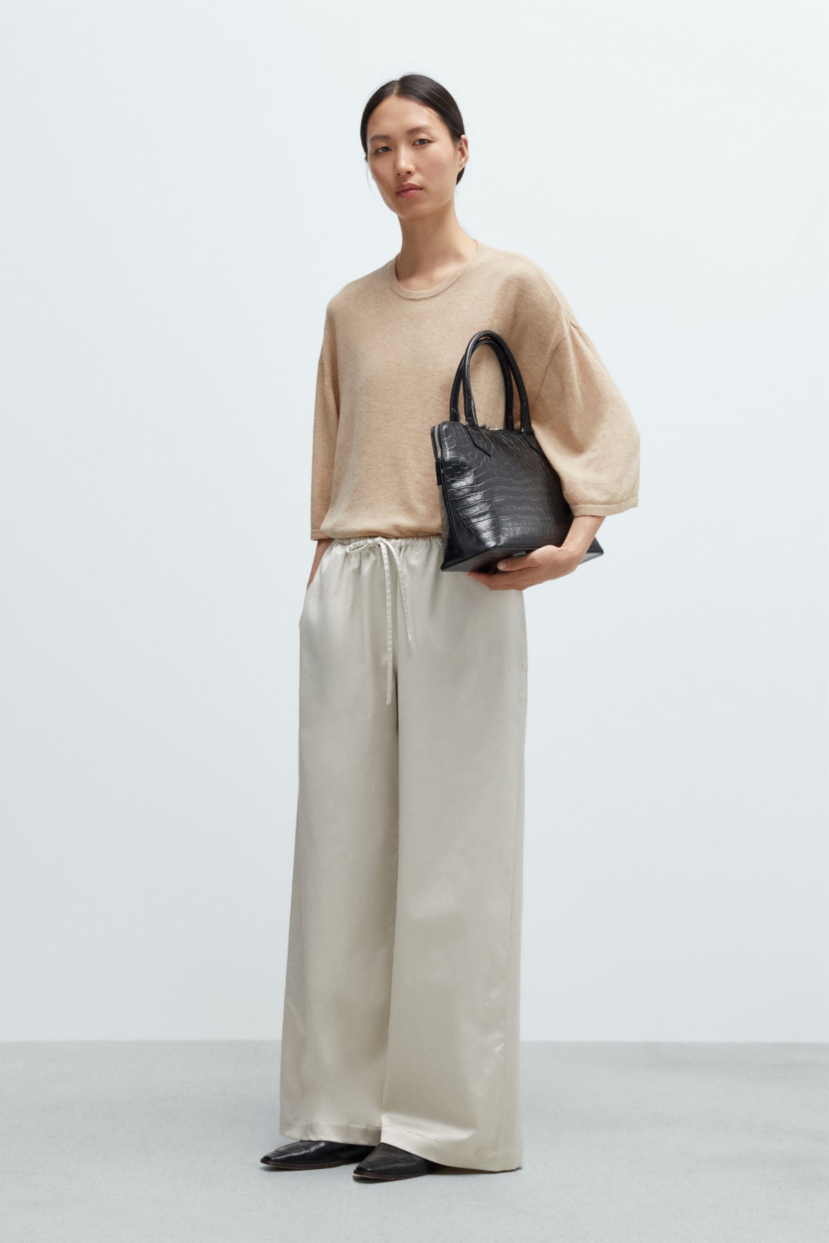Cordera | Satin Drawstring Pants - Perla