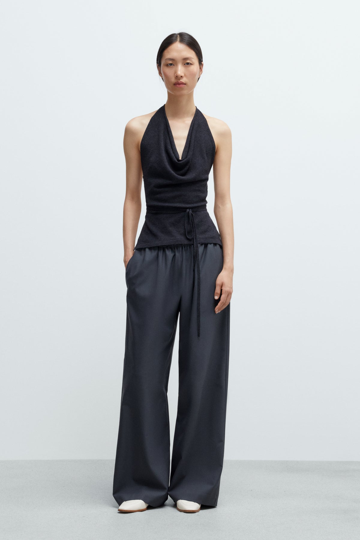 Cordera | Tailored Drawstring Pants - Ebony