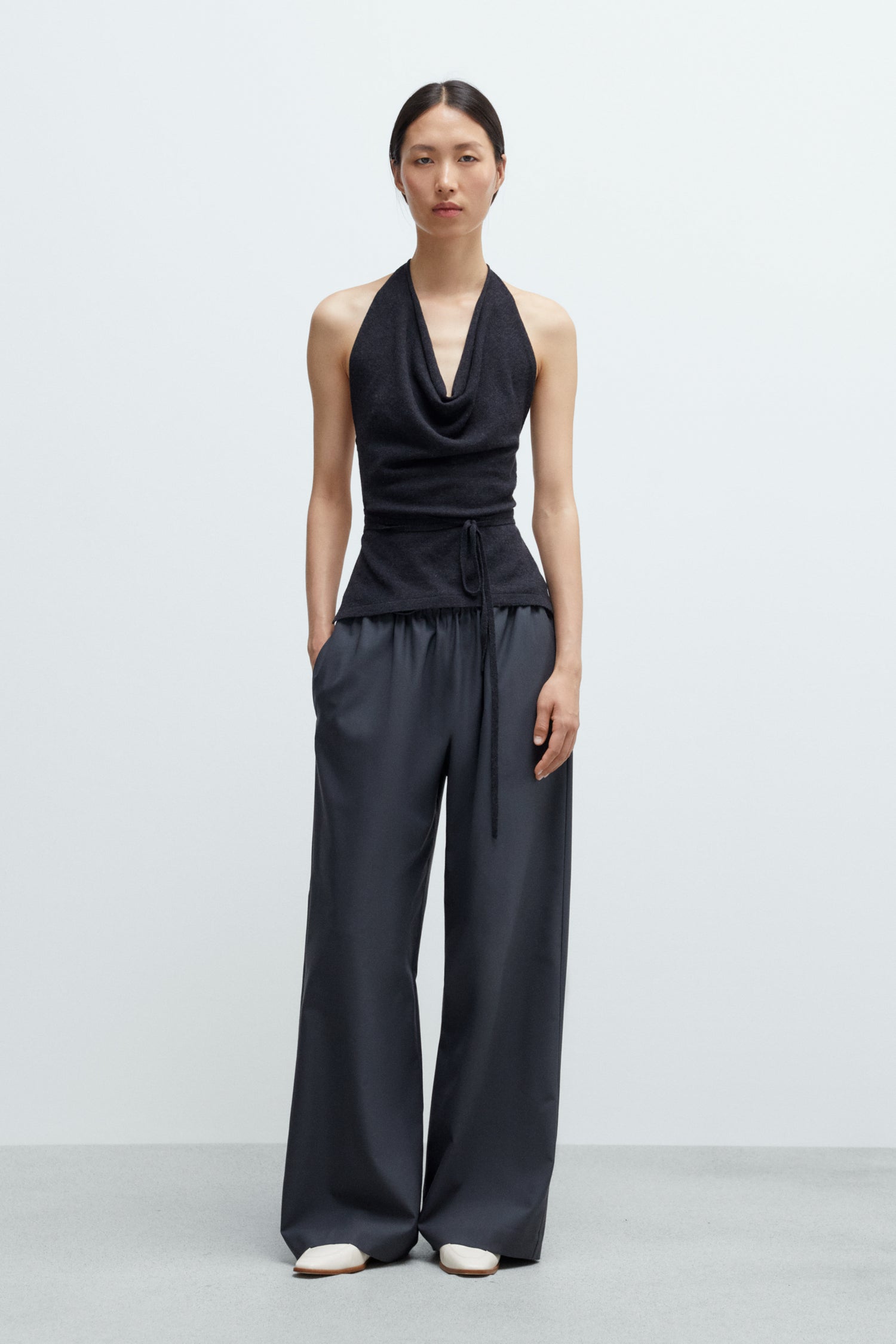 Cordera | Tailored Drawstring Pants - Ebony