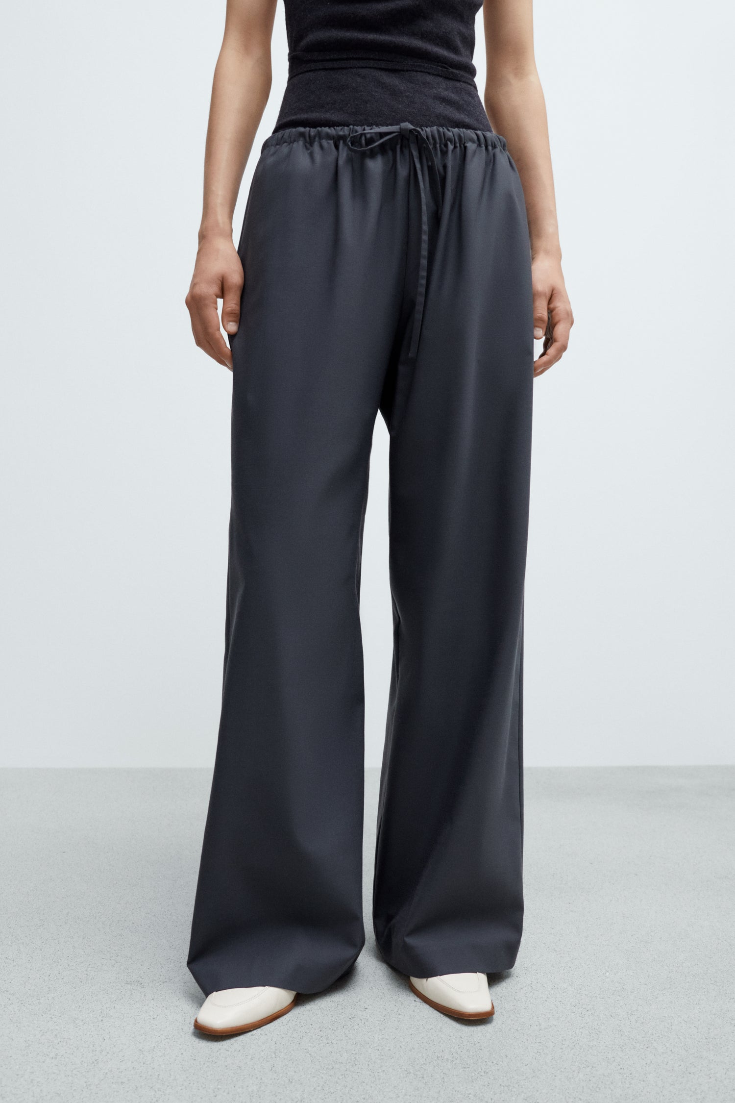 Cordera | Tailored Drawstring Pants - Ebony